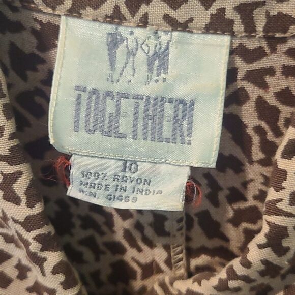 Size 10 Together Brown and Tan Print Midi Dress - Picture 2 of 3